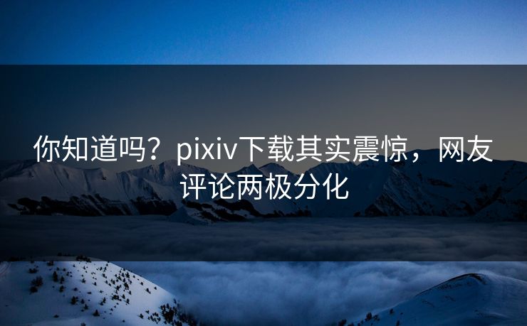 你知道吗？pixiv下载其实震惊，网友评论两极分化