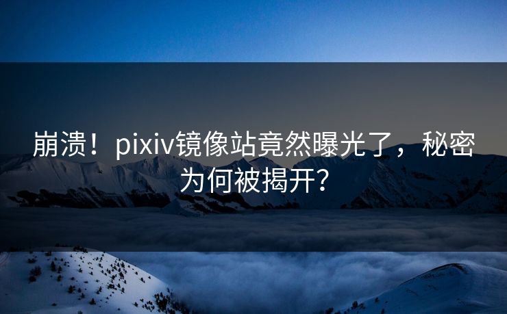 崩溃！pixiv镜像站竟然曝光了，秘密为何被揭开？