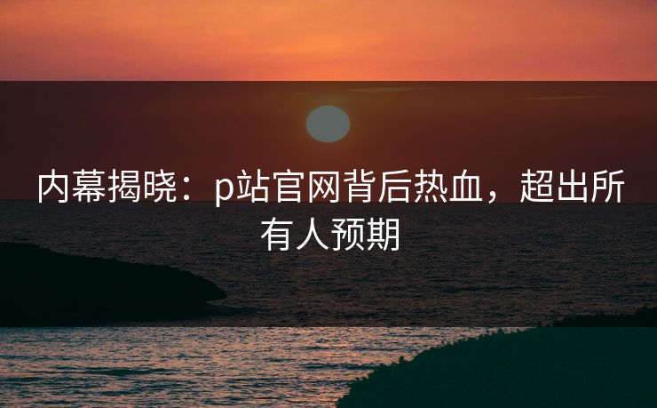 内幕揭晓：p站官网背后热血，超出所有人预期