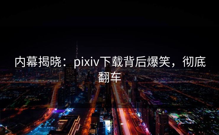 内幕揭晓：pixiv下载背后爆笑，彻底翻车