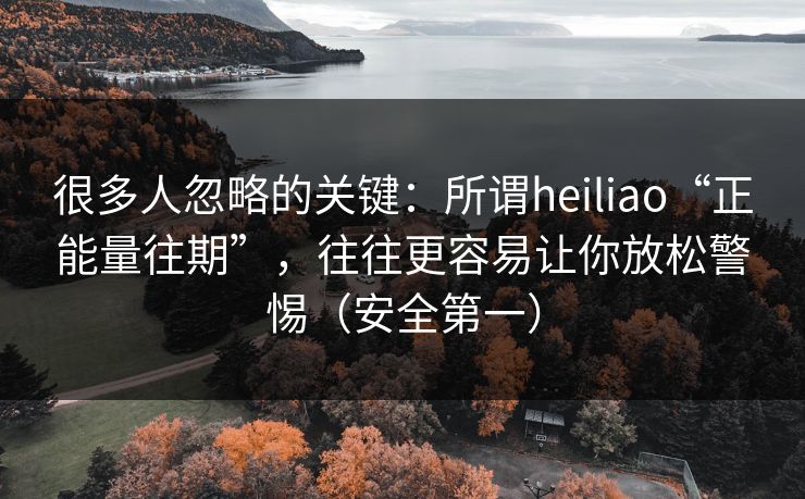 很多人忽略的关键：所谓heiliao“正能量往期”，往往更容易让你放松警惕（安全第一）